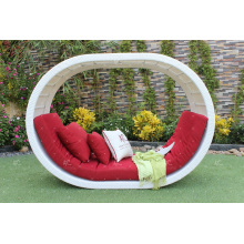 Poly Rattan O Shape Daybed o Sunbed con Arco Arriba para el jardín al aire libre Beach Resort Pool